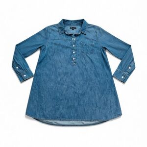 Gap Women’s Long Sleeve Denim Tunic Shirt, Blue, Size Large